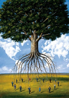A tree - 21st century, Figurative Surrealist print, Colorful, Landscape, Vibrant