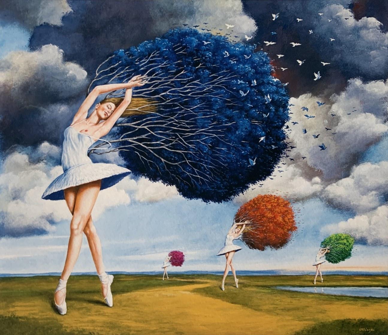 Bailarinas. Impresión en edición limitada, Surrealista,  Artista polaco consagrado