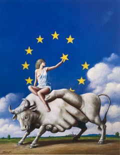 Europa. Stampa in edizione limitata Surreale Artista polacco affermato