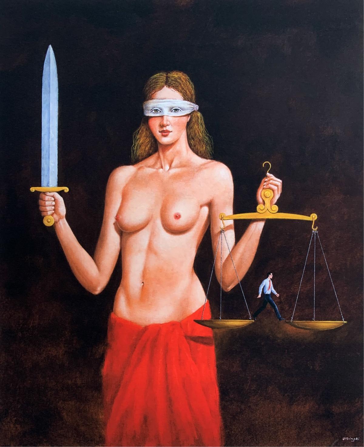 Justice not so blind. Surrealist print Limited edition Established Polish artist