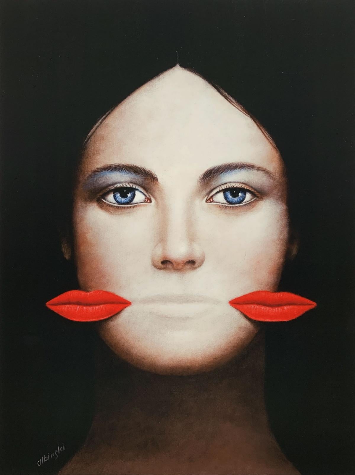 Rafał Olbiński Portrait Print - Lips - XXI Century, Contemporary Figurative Surrealist Print