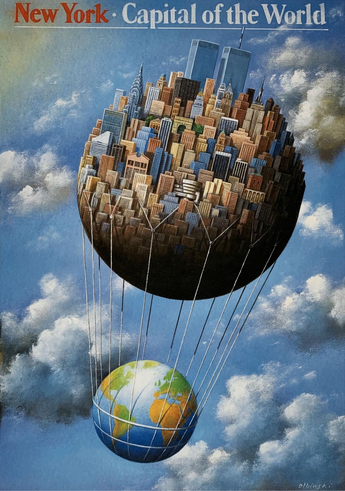 Figurative Print de Rafał Olbiński - Nueva York. Impresión en edición limitada, Surrealista,  Artista polaco consagrado