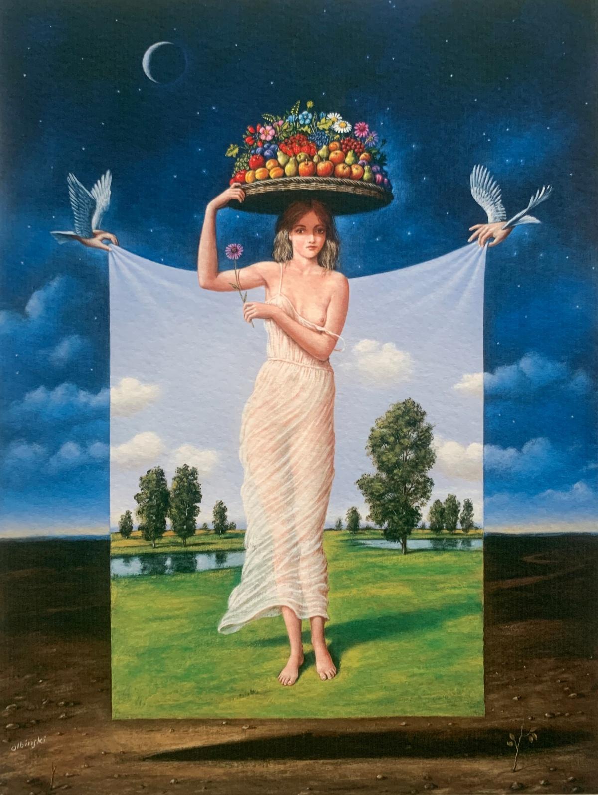 Primavera. Impresión en edición limitada, Surrealista,  Artista polaco consagrado