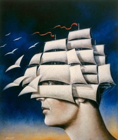 Barca a vela. Stampa in edizione limitata, Surrealismo, Artista polacco affermato