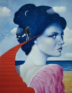 surrealism portrait artists Somewhere in time - Surrealist print, Limited edition, Established Polish artist