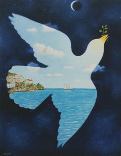 Tales of love (Dove) - XXIe siècle:: imprimé contemporain:: surréaliste:: animalier