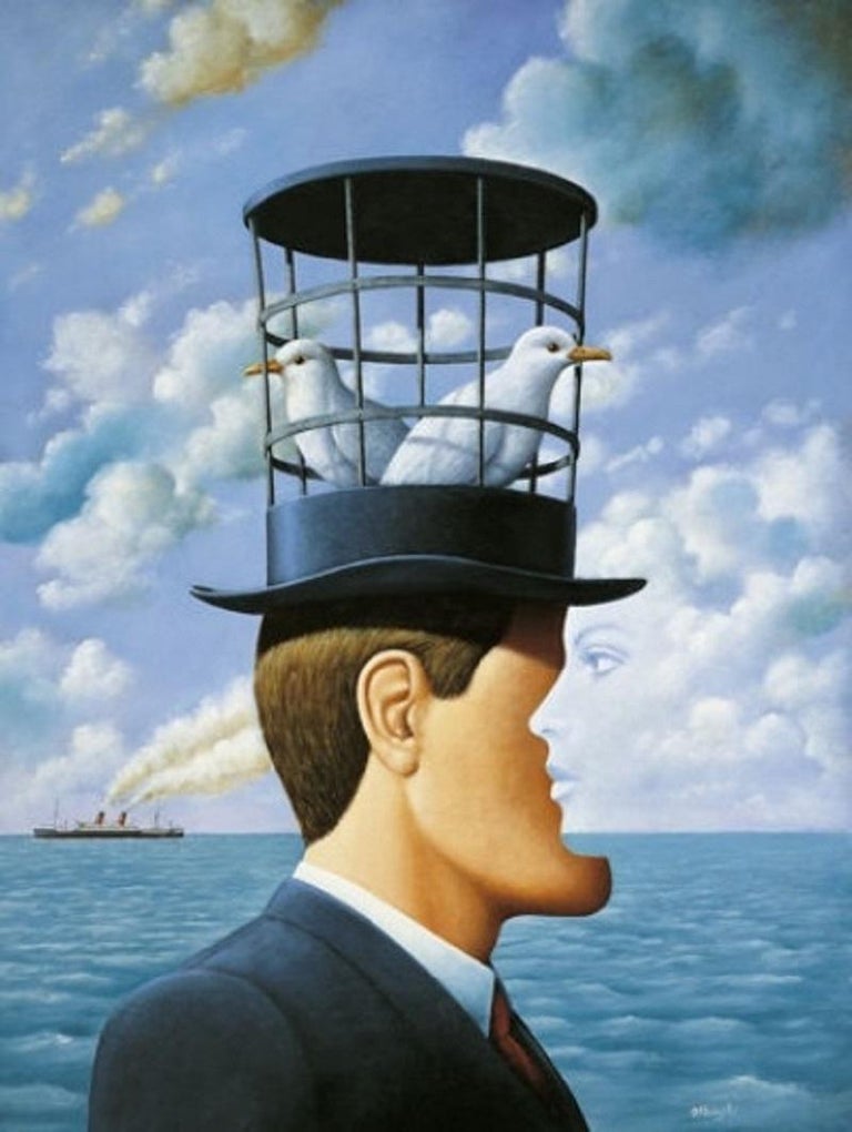Rafał Olbiński - The Hat - XXI century, Figurative surrealist print ...