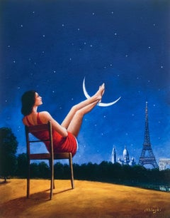 La Luna. París. Impresión de edición limitada Surrealista Artista polaco establecido