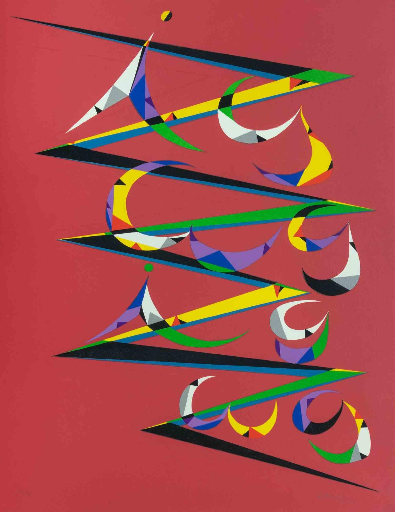 Abstract Composition is a lithograph, realized by Rafael Alberti in 1972.

Hand-signed, dated, numbered on the lower margin.

Edition of 99.

The artwork represents a brilliant composition through shapes and colors, with a poetical abstract harmony