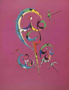 Abstract Composition - Original Lithograph by Rafael Alberti - 1972