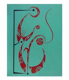 Composition-Letter E - Lithograph by Rafael Alberti - 1972