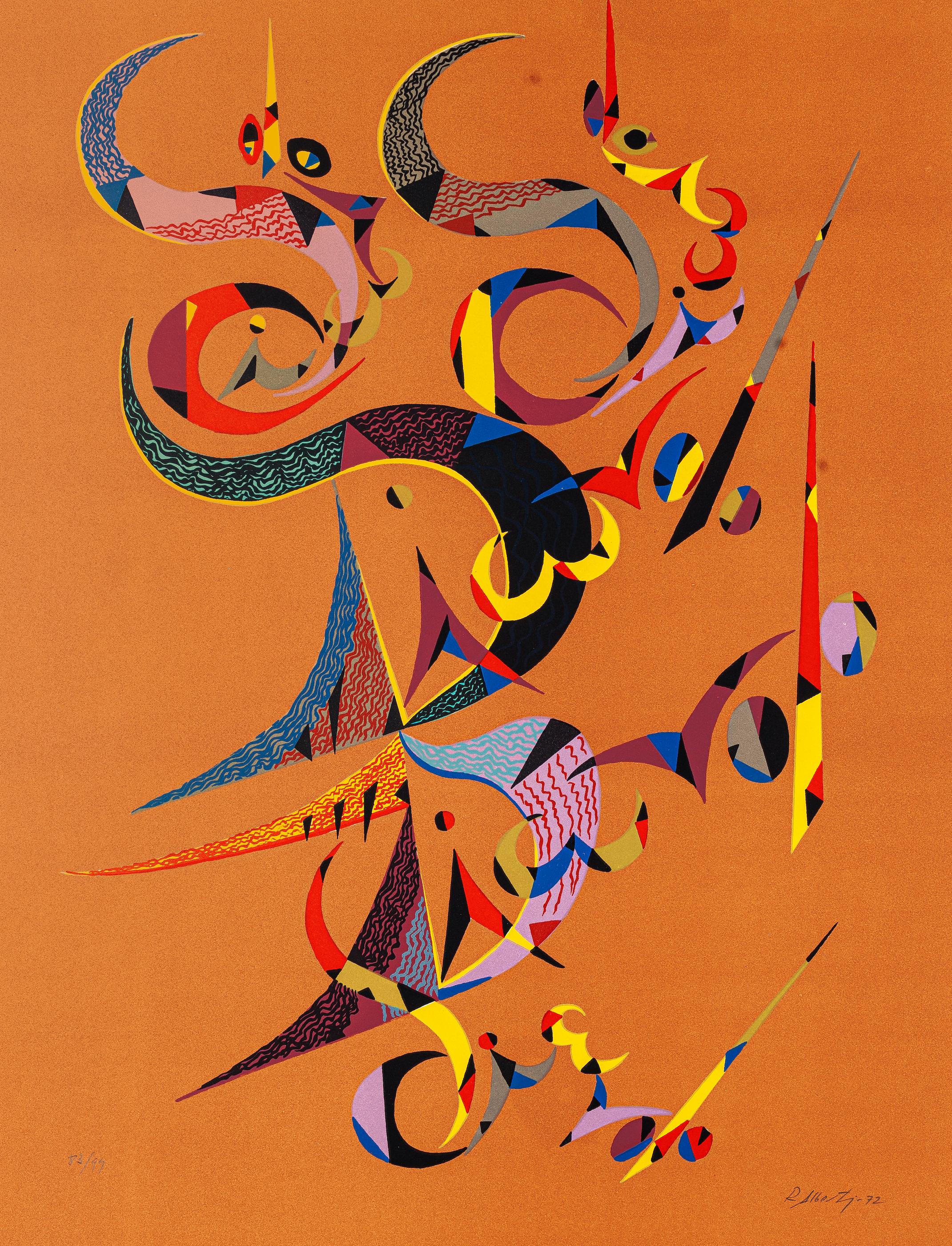 Rafael Alberti Abstract Print - Composition - Original Lithograph by Raphael Alberti - 1972