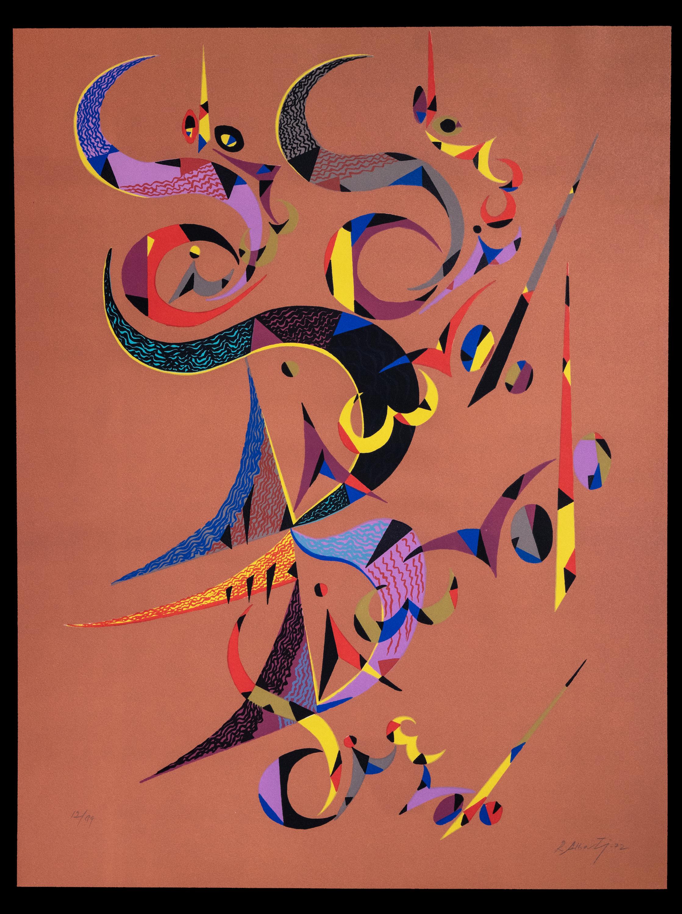Rafael Alberti Abstract Print - Composition - Original Lithograph by Raphael Alberti - 1972