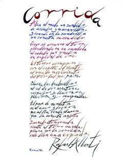 Corrida - Lithograph by Rafael Alberti - 1972