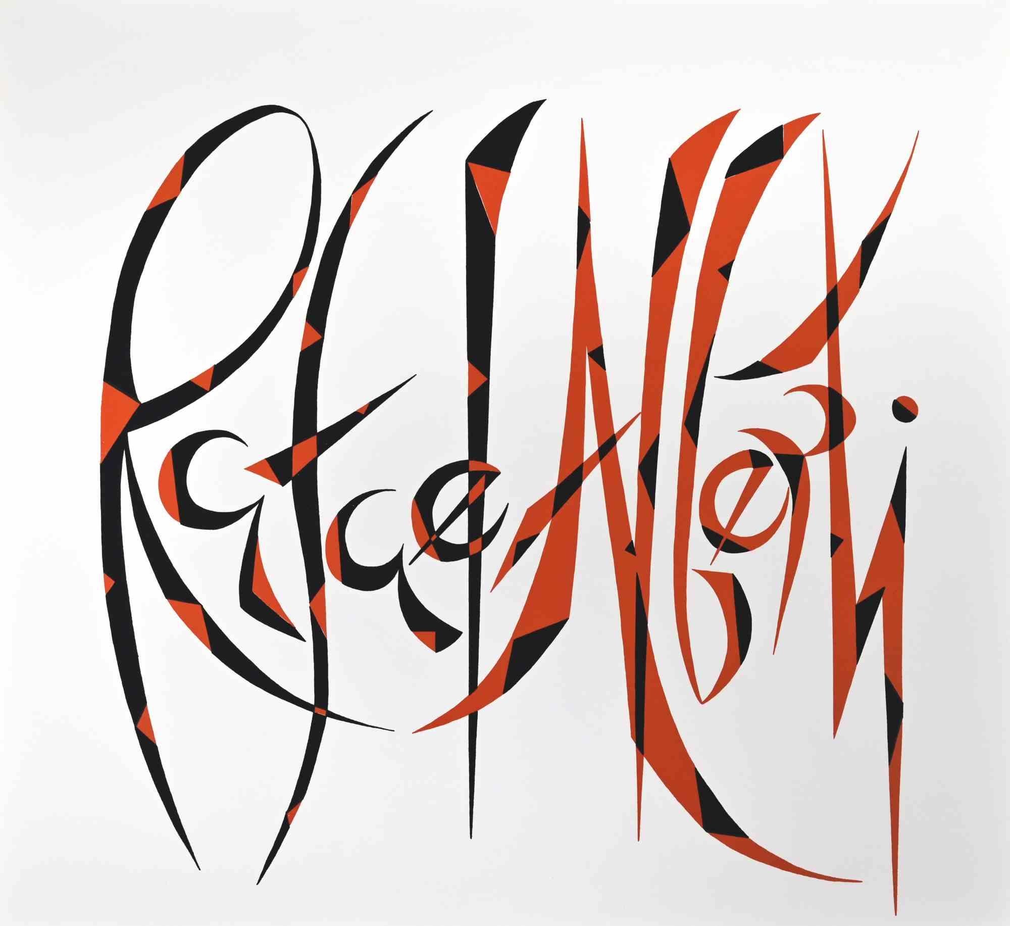 Screen Print realized by Rafael Alberti as a creative reworking of his signature.

Published in 1973. Not signed and not numbered.