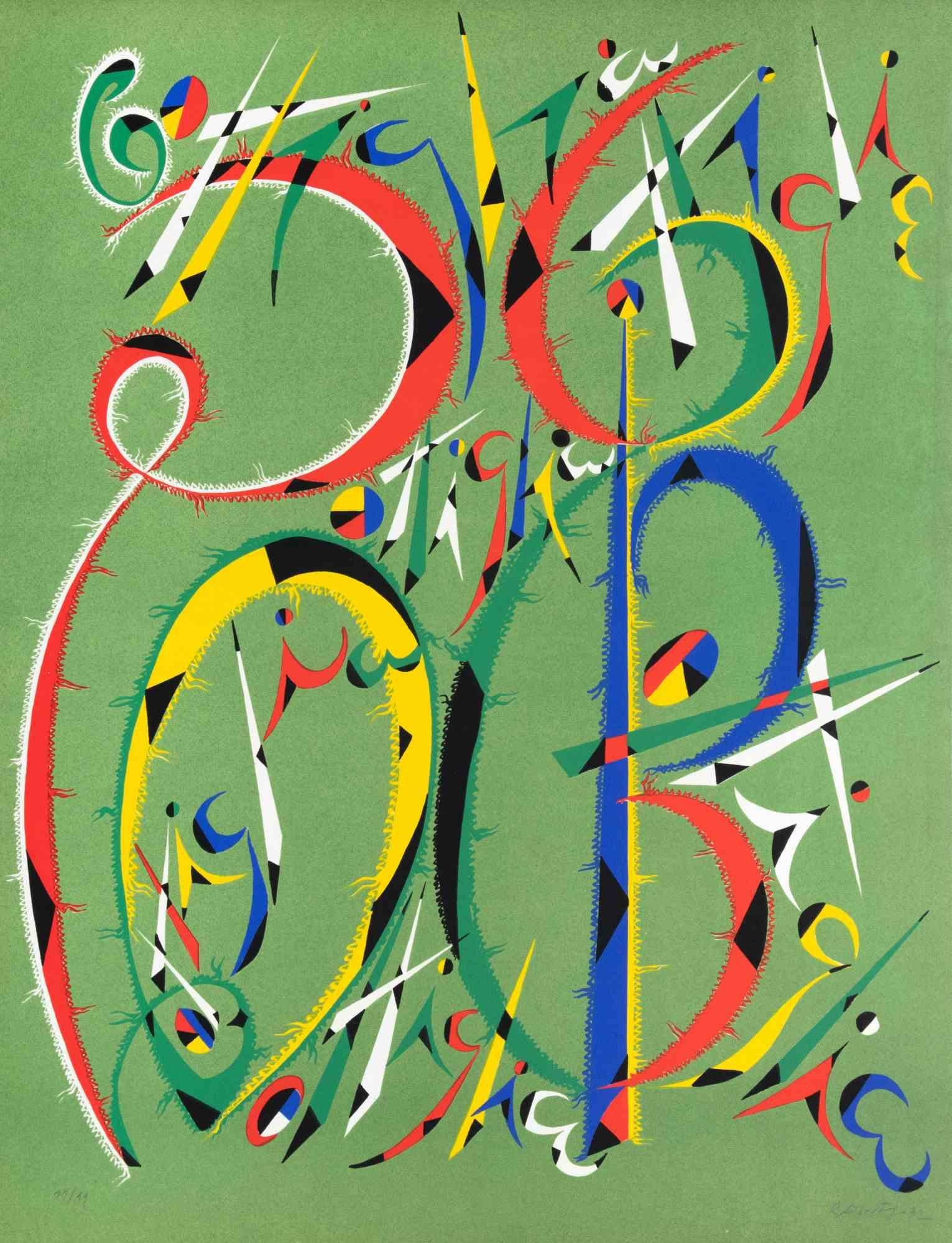 Letter B - Lithograph by Rafael Alberti - 1972
