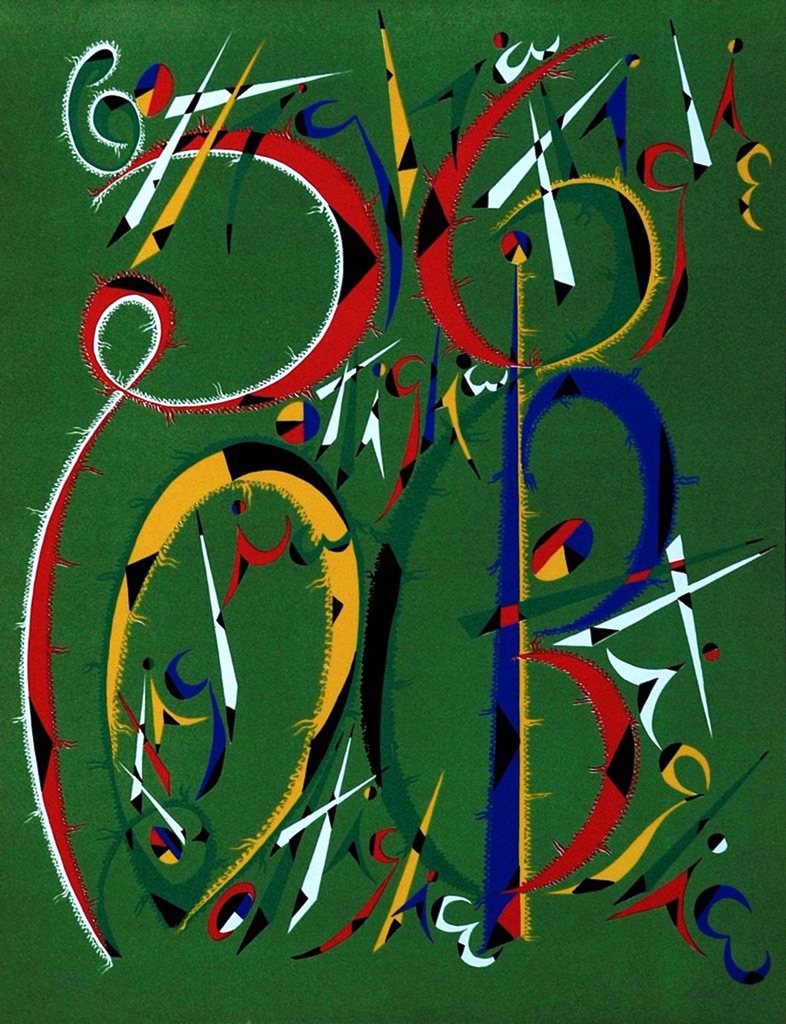 Rafael Alberti Figurative Print - Letter B -Lithograph by Raphael Alberti - 1972
