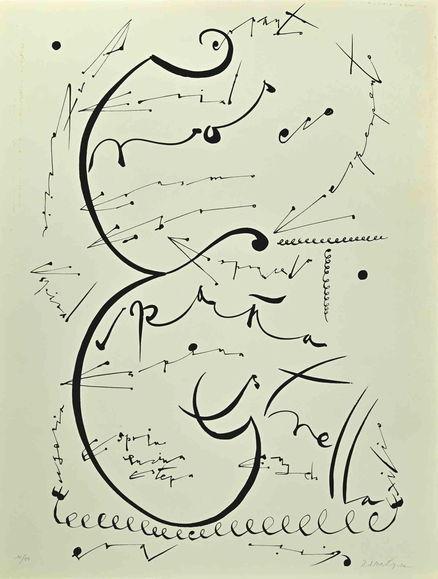 La lettera E, della serie Alphabet, è una litografia realizzata da Rafael Alberti nel 1972.

Firmato a mano e datato sul margine inferiore destro. 

Numerato a matita nella parte inferiore, da un'edizione di 99 stampe.

Buone condizioni.


L'opera