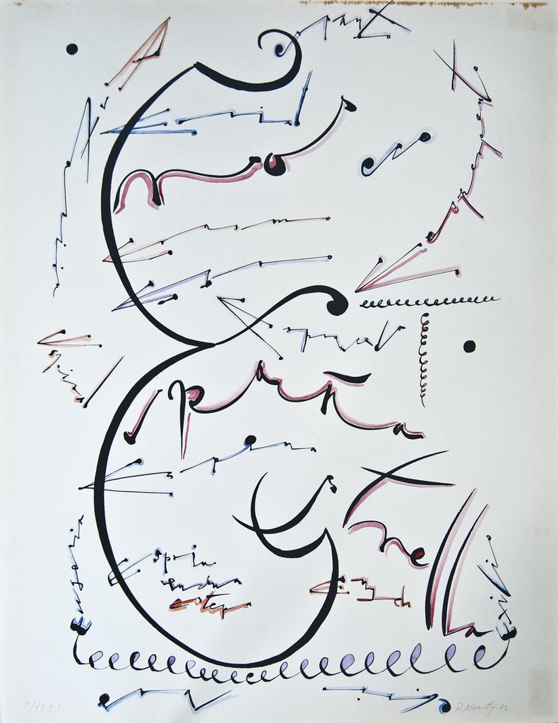 Lettre E - Lithographie sur papier, signée à la main, édition de XX exemplaires, 1972