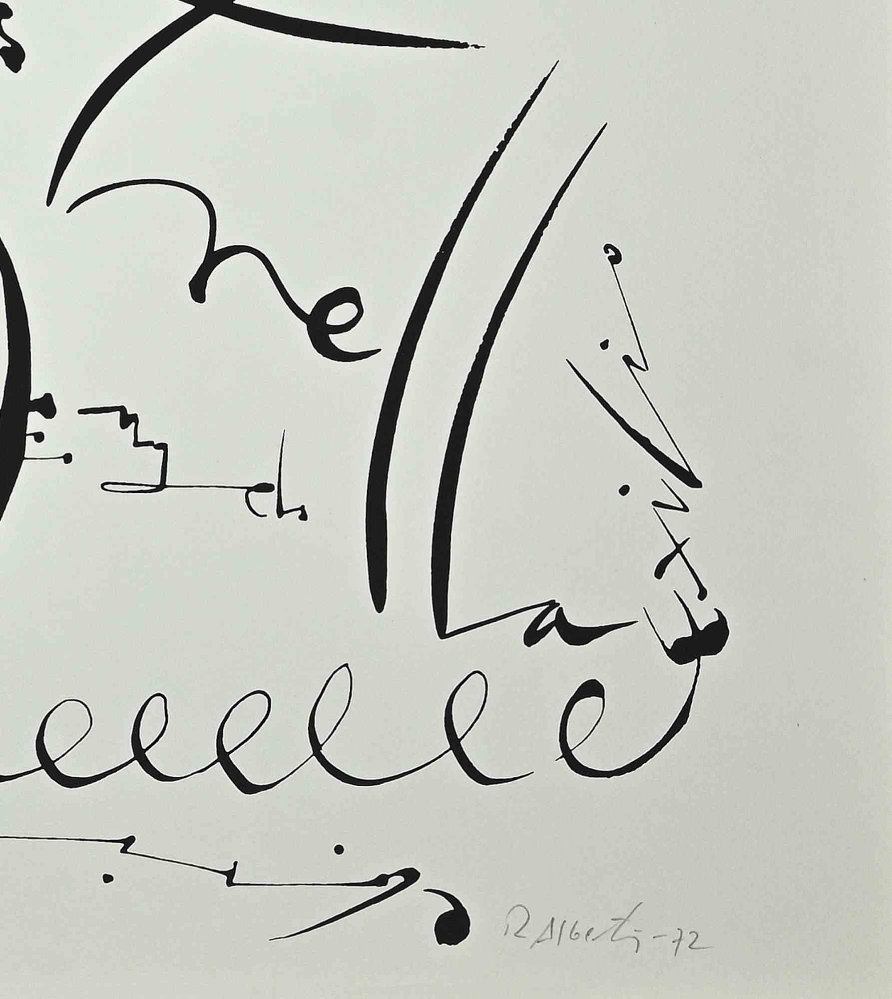 Letter E - Original Lithograph by Raphael Alberti - 1972 - Print by Rafael Alberti