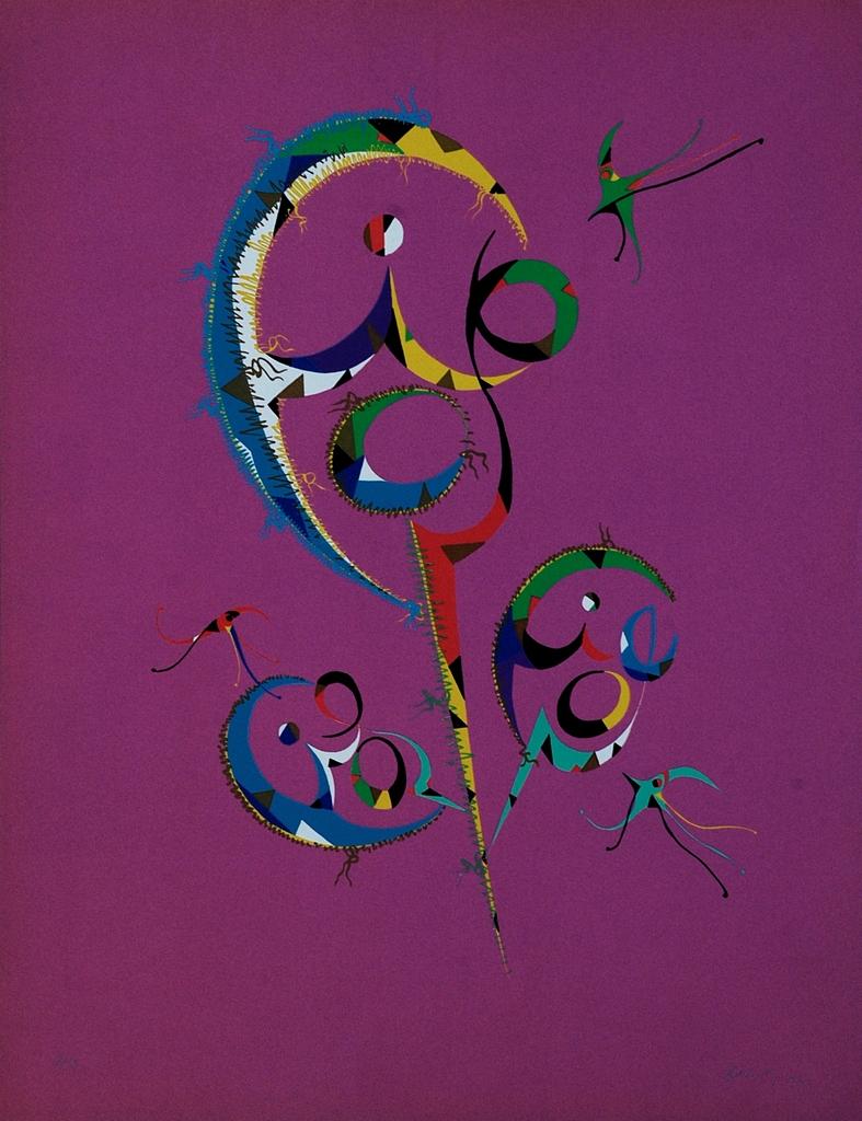 Letter F - Lithographie de Rafael Alberti - 1972