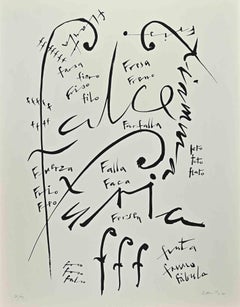 Letter F  - Lithograph by Rafael Alberti - 1972