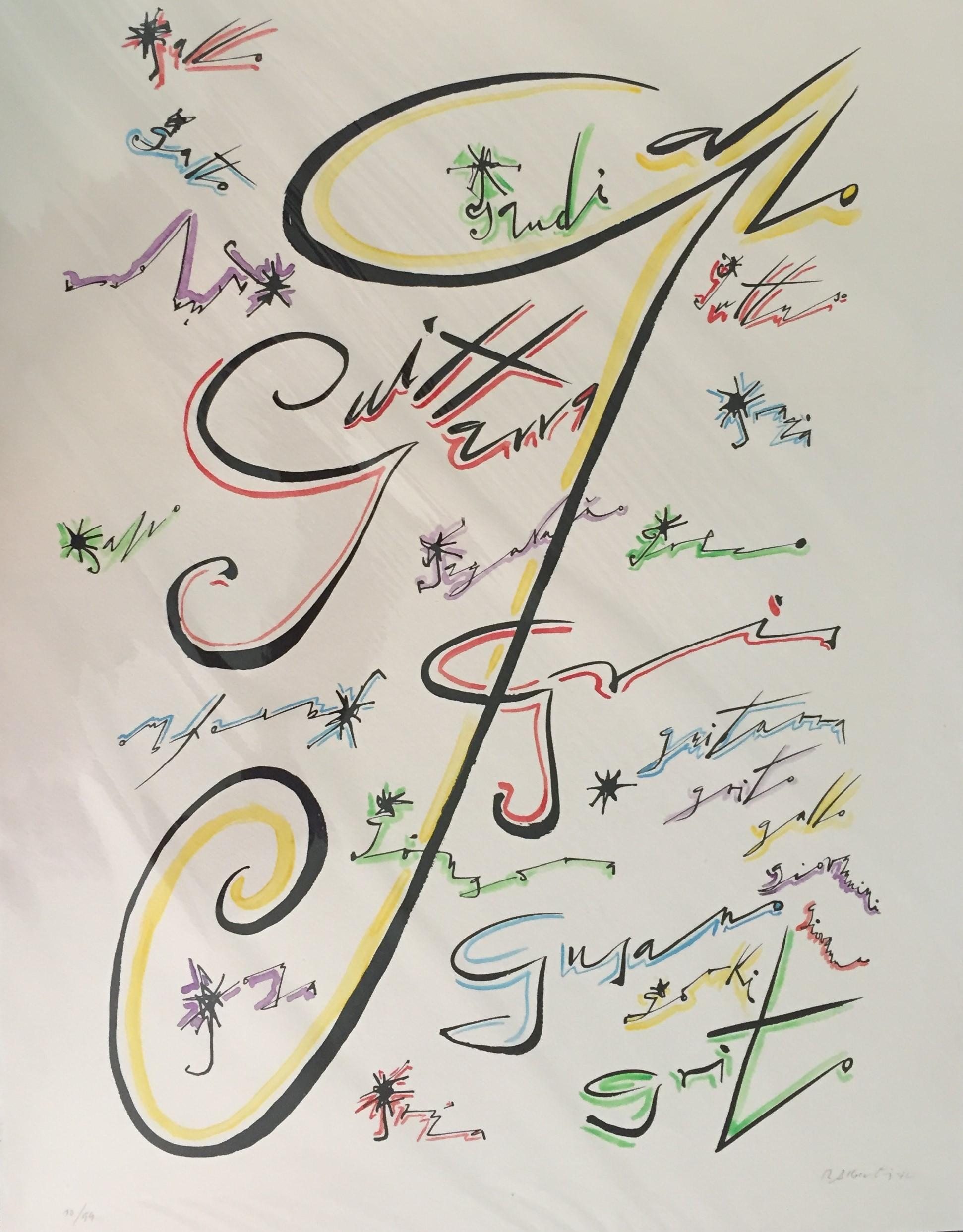 Lithographie « Letter G », signée à la main, édition limitée à 99 exemplaires, d'époque, 1972
