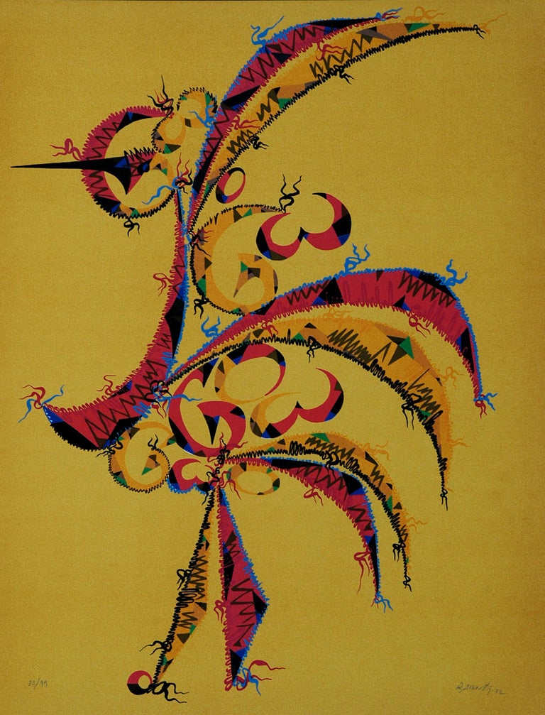 Rafael Alberti Abstract Print - Letter G - Original Lithograph by Raphael Alberti - 1972