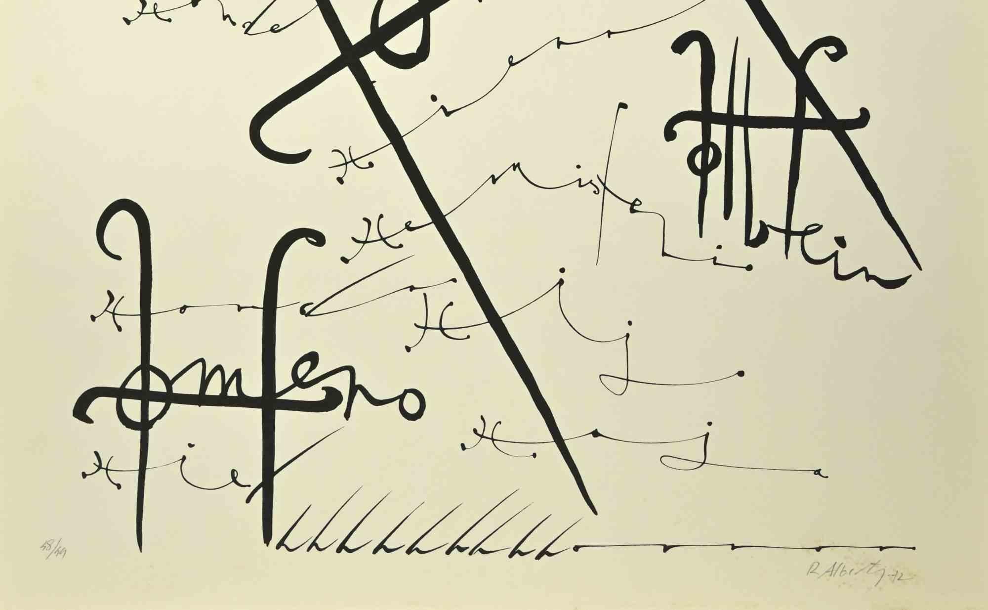 Lettre H - Lithographie de Rafael Alberti - 1972 en vente 1