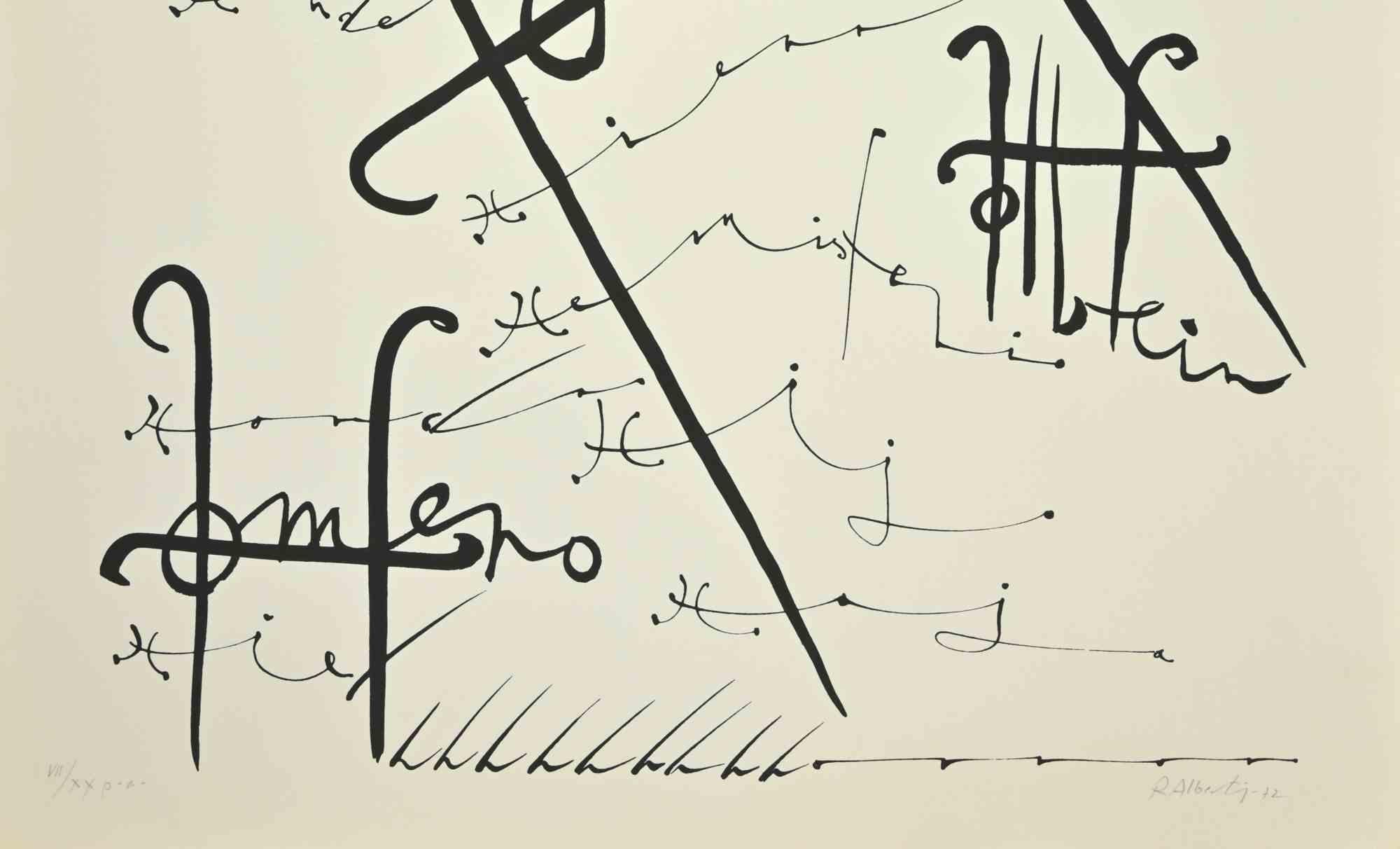 Lettre H - Lithographie de Rafael Alberti - 1972 en vente 1