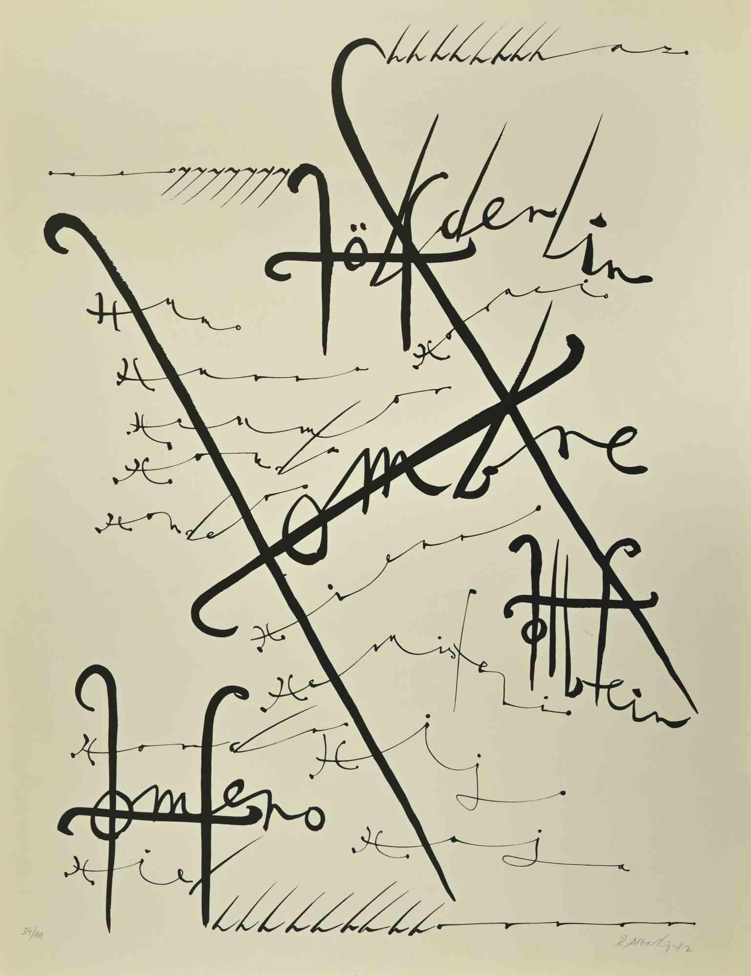 La lettera H della serie Alphabet è una litografia realizzata da Rafael Alberti nel 1972.

Firmato a mano e datato sul margine inferiore destro.

Numerato sul margine inferiore. da un'edizione di 34/99 stampe.

Buone condizioni.

L'opera d'arte