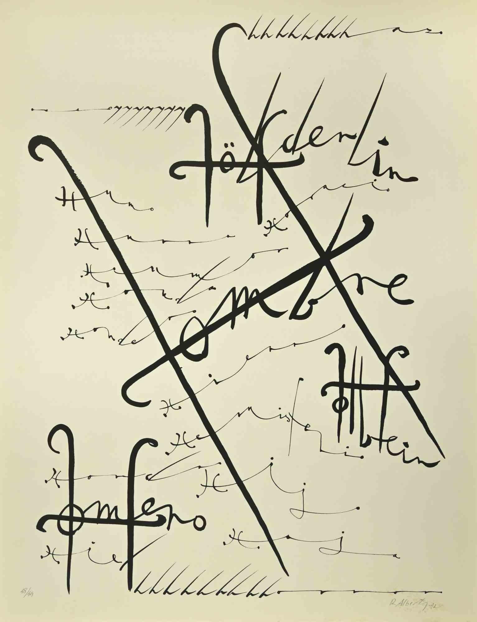 La lettre H de la série Alphabet est une lithographie réalisée par Rafael Alberti en 1972.

Signé et daté à la main dans la marge inférieure droite.

Numéroté dans la marge inférieure. Édition de 48/99 exemplaires.

Bonnes conditions.

L'œuvre