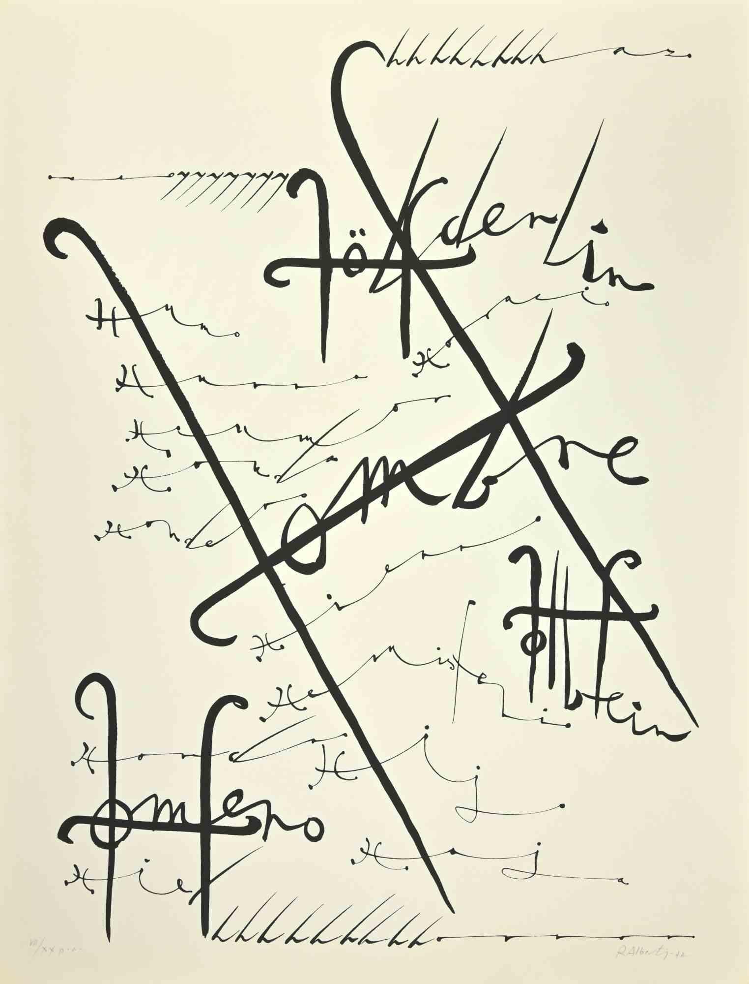Letter H from the Alphabet series is a lithograph realized by Rafael Alberti in 1972.

Hand-signed.

Artist's Proof. Edition, VII/XX prints.

The state of preservation is very good.

The artwork represents the alphabet letter, with a poetical