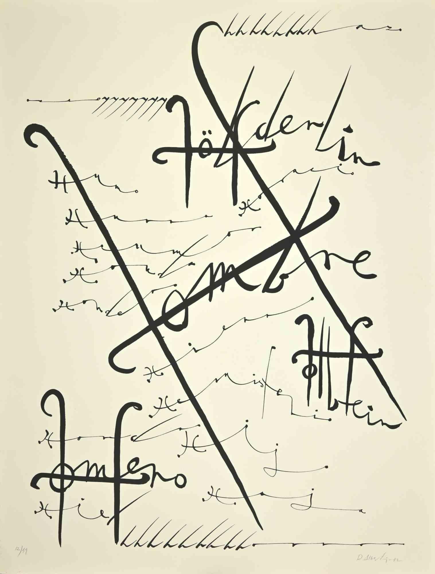 Letter H from the Alphabet series is a lithograph realized by Rafael Alberti in 1972.

Hand-signed.

Numbered. Edition, 12/99 prints.

The state of preservation is very good.

The artwork represents the alphabet letter, with a poetical abstract