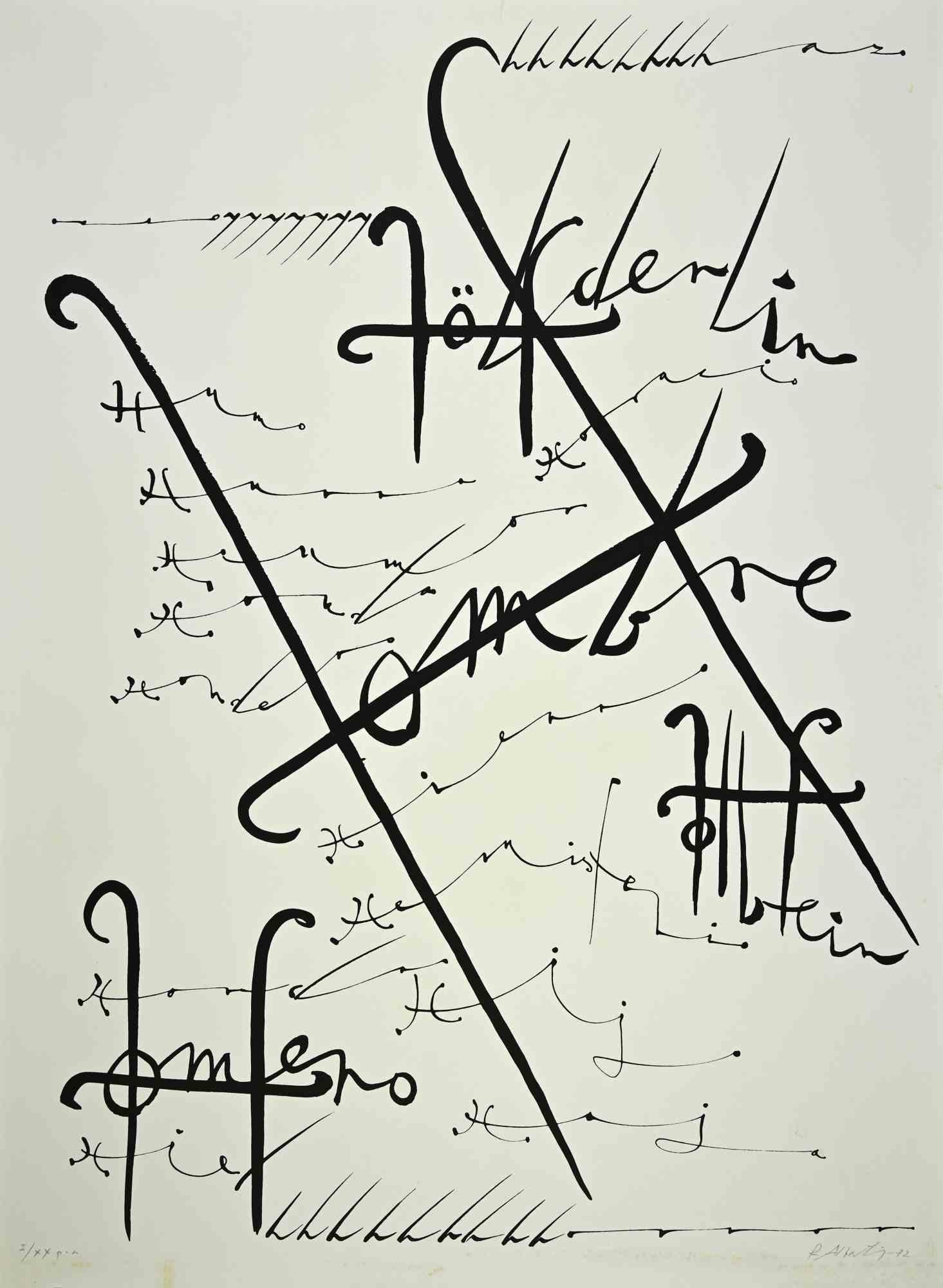 Letter H - Lithograph by Rafael Alberti - 1972