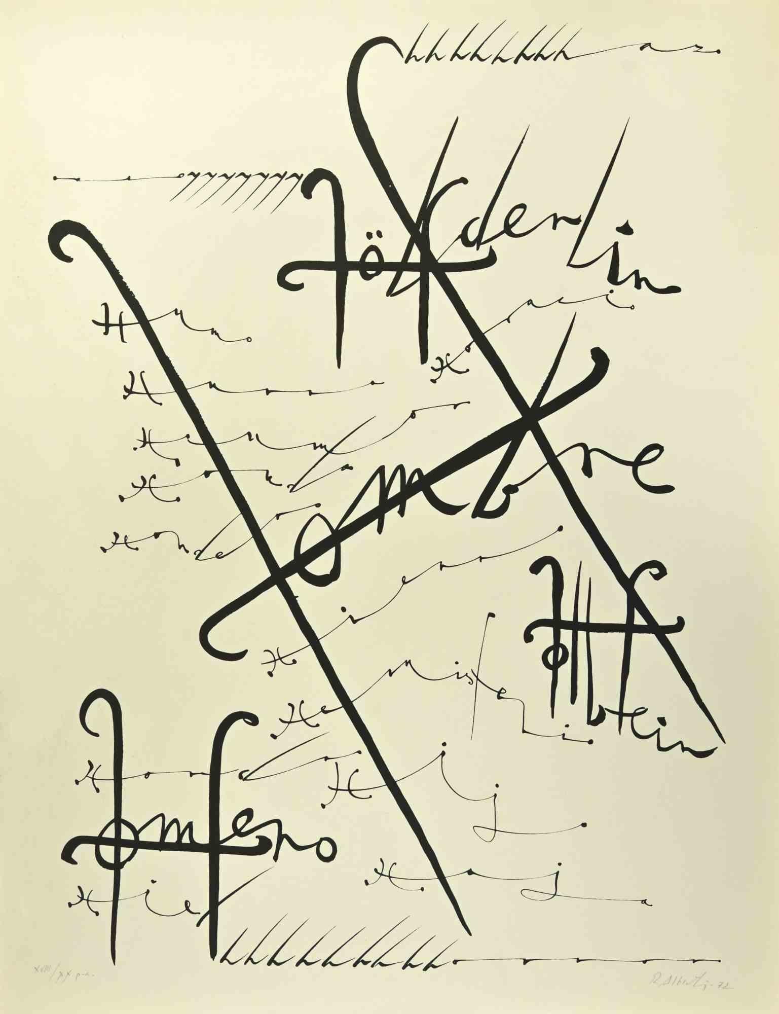 La lettera H della serie Alphabet è una litografia realizzata da Rafael Alberti nel 1972.

Firmato a mano e datato sul margine inferiore destro.

Numerato sul margine inferiore. da un'edizione di 18/99 stampe.

Buone condizioni.

L'opera d'arte