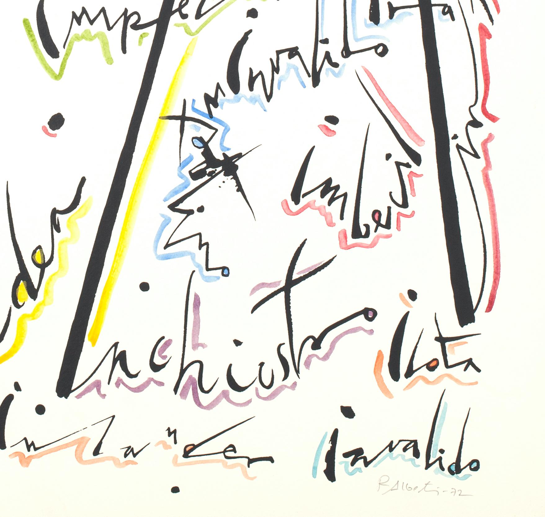 Letter I - Hand-Colored Lithograph by Raphael Alberti - 1972 - Print by Rafael Alberti