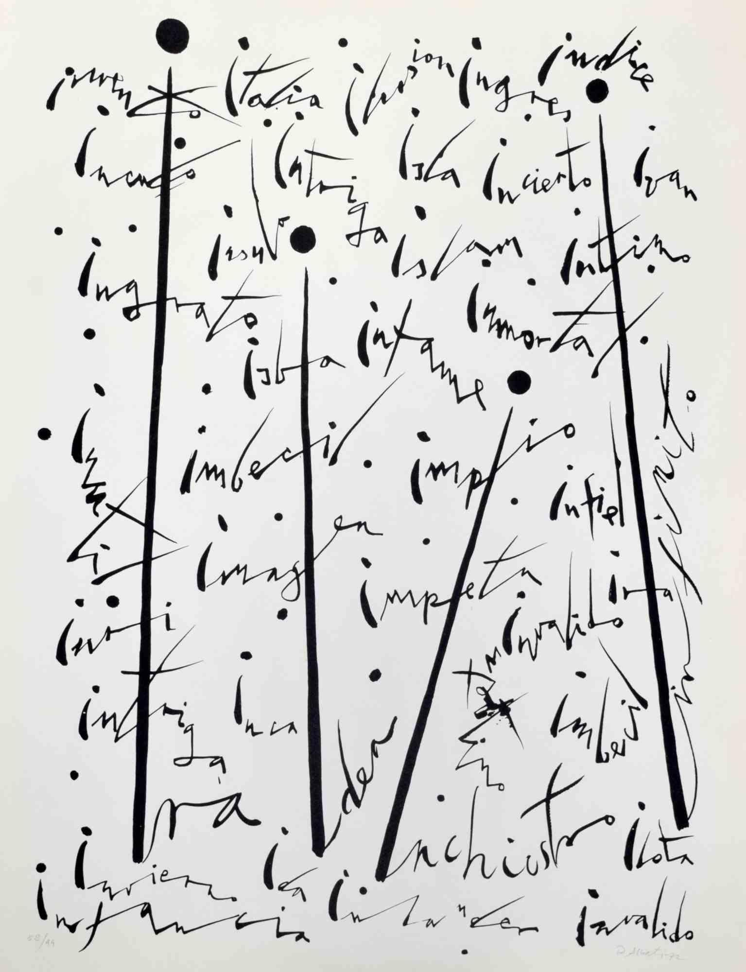 Lettera I di Rafael Alberti, della serie Alphabet, è una litografia realizzata da Rafael Alberti nel 1972.

Firmato a mano e datato sul margine inferiore destro. 

Numerato in basso a sinistra. Edizione di 52/99.

L'opera d'arte rappresenta la