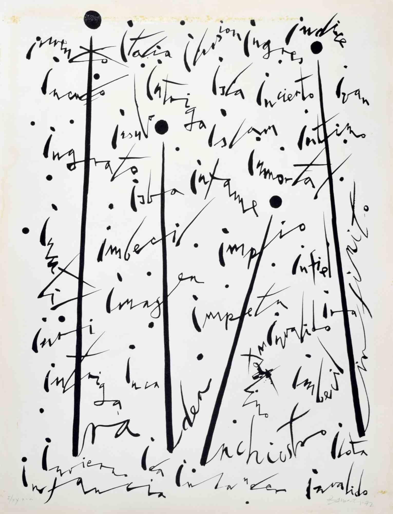 Lettera I di Rafael Alberti, della serie Alphabet, è una litografia realizzata da Rafael Alberti nel 1972.

Firmato a mano e datato sul margine inferiore destro.

Si tratta di una prova d'artista di un'edizione di XX stampe.

L'opera d'arte
