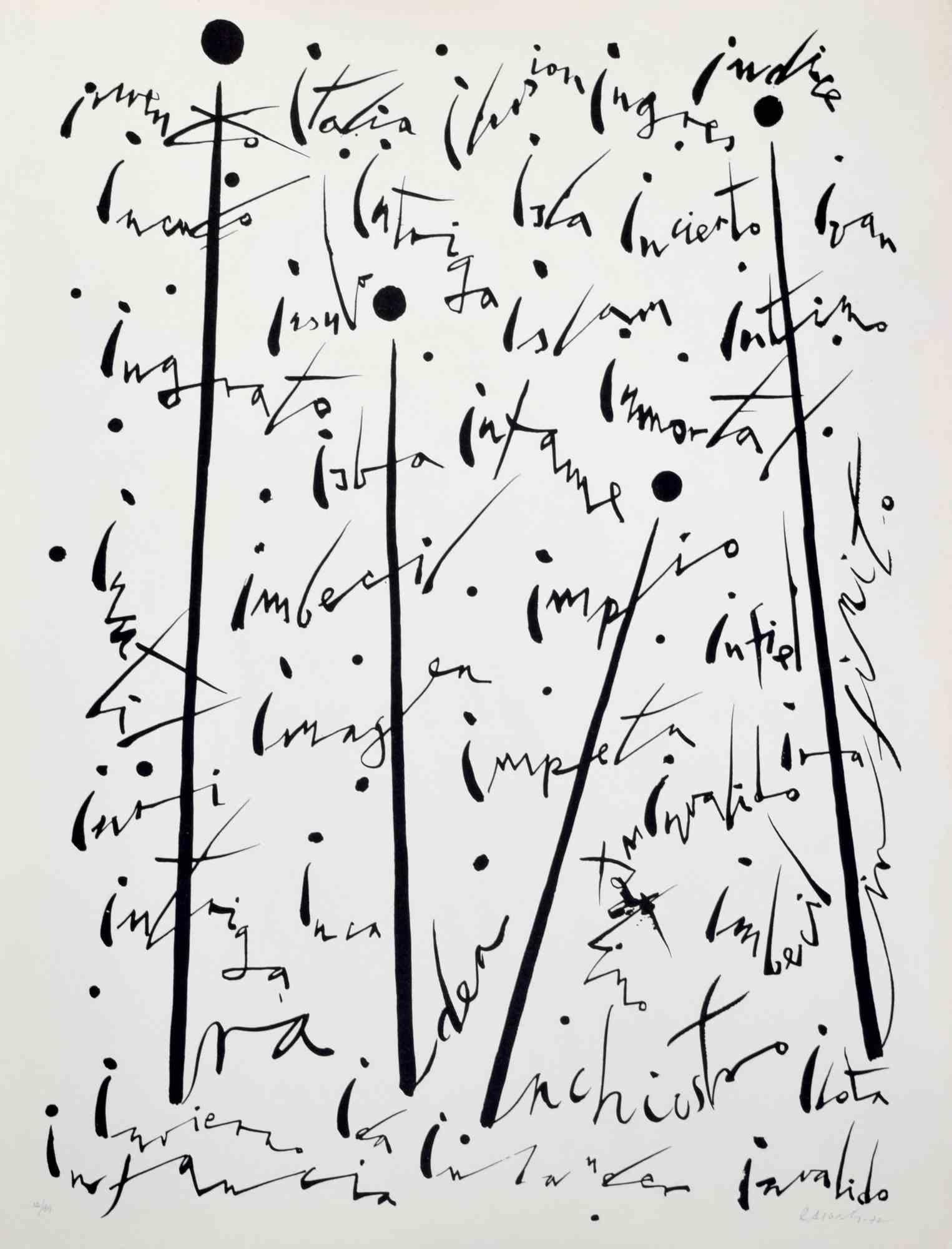 Letter I Lithograph, Abstract Composition, Signed, Edition of 99, 1972