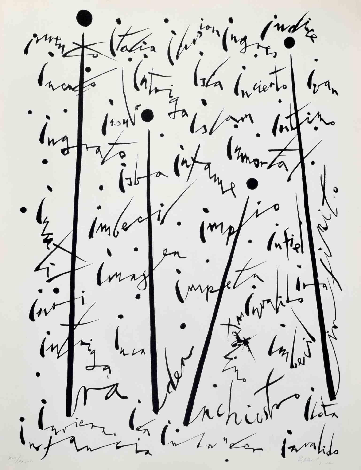 Letter I Lithograph, Abstract Composition, Signed, Edition of 99, 1972