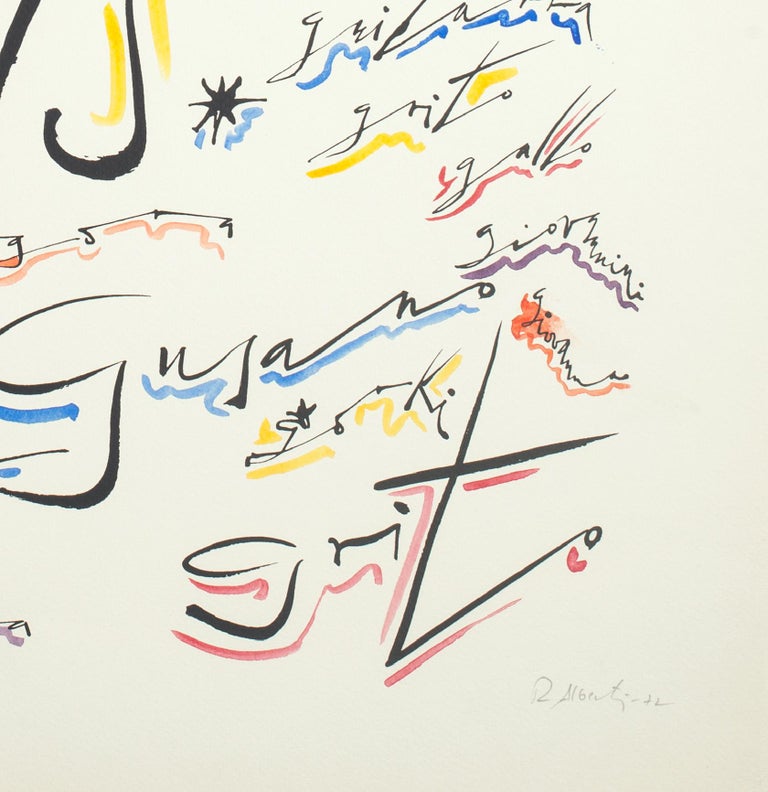 Letter J - Hand-Colored Lithograph by Raphael Alberti - 1972 - Print by Rafael Alberti