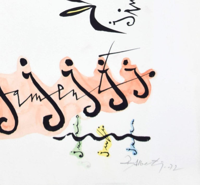 Letter J - Hand-Colored Lithograph by Raphael Alberti - 1972 - Print by Rafael Alberti