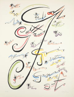 Letter J - Hand-Colored Lithograph by Raphael Alberti - 1972