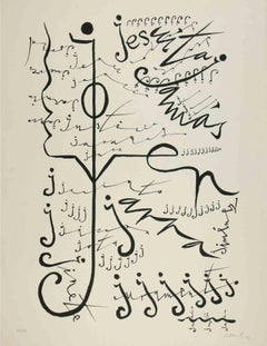 Letter J - Lithograph by Rafael Alberti - 1972
