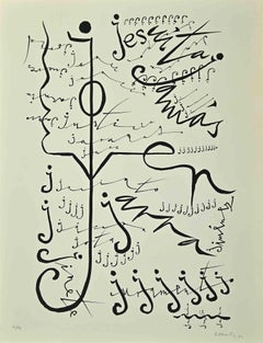 Vintage Letter J - Lithograph by Rafael Alberti - 1972