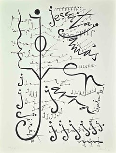 Letter J - Lithographie de Rafael Alberti - 1972