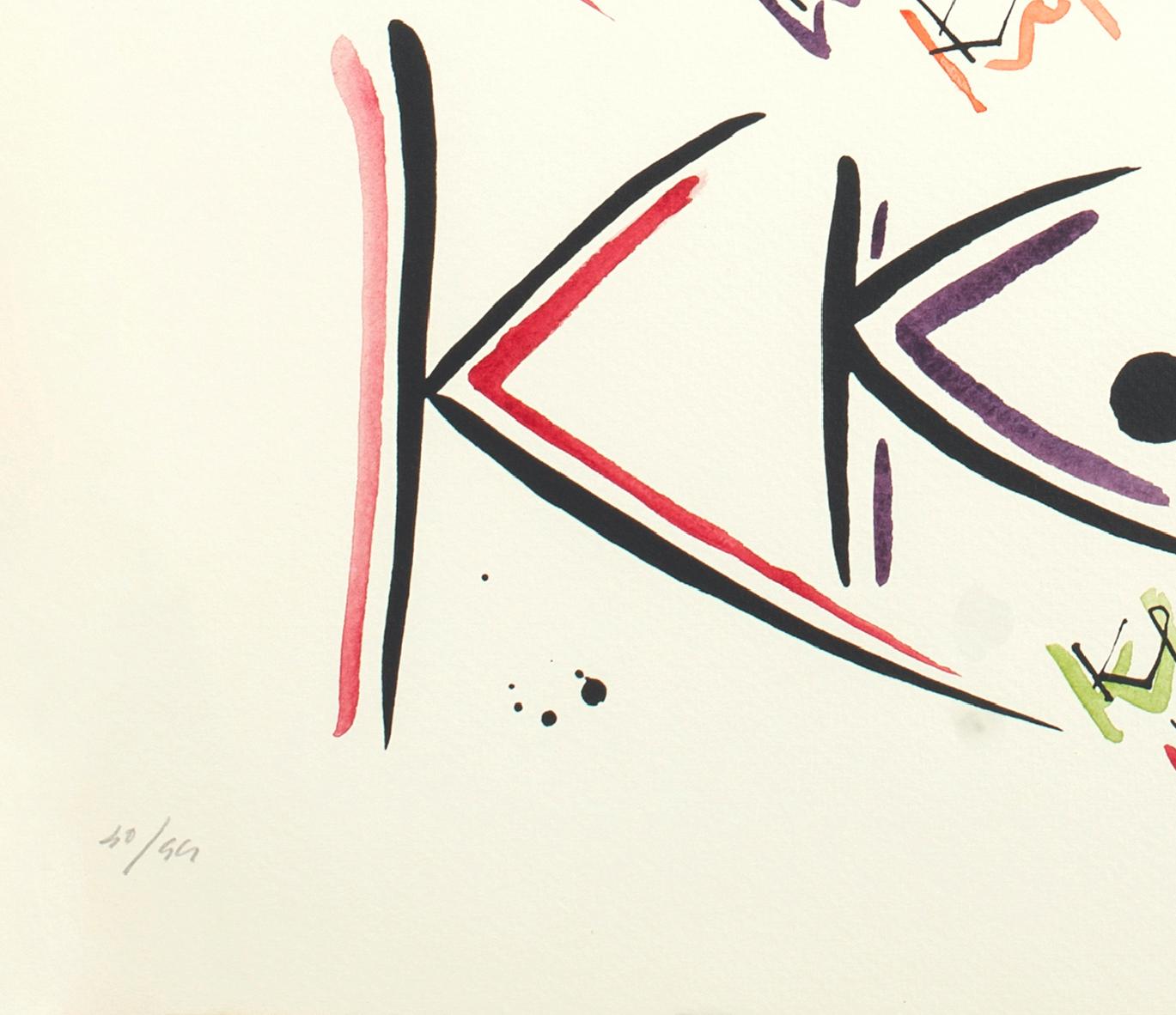 Letter K - Hand-Colored Lithograph by Raphael Alberti - 1972 - Print by Rafael Alberti