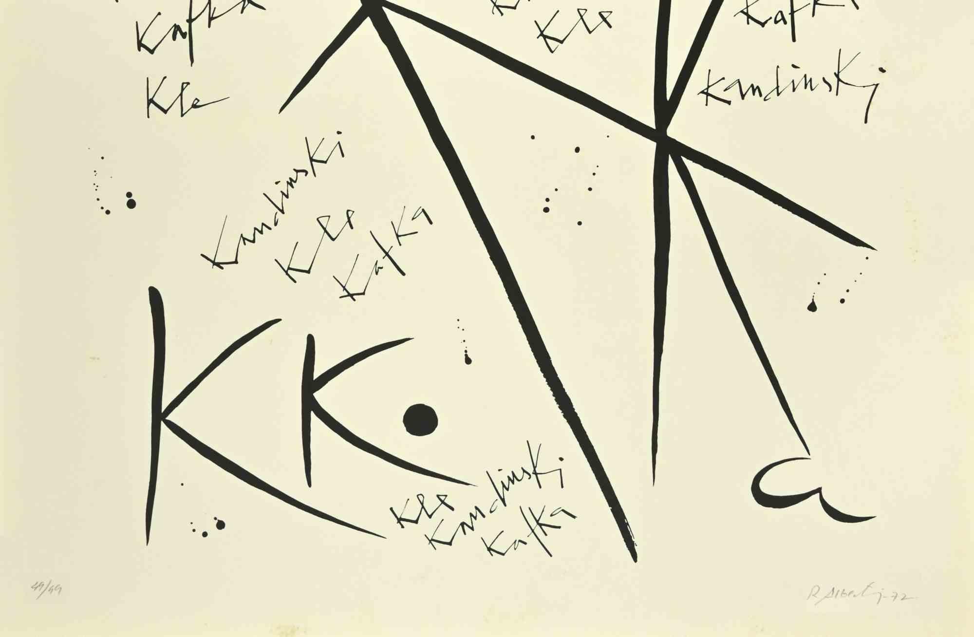 Lettera k - Litografia di Rafael Alberti - 1972 in vendita 1