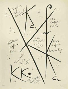 Vintage Letter k - Lithograph by Rafael Alberti - 1972